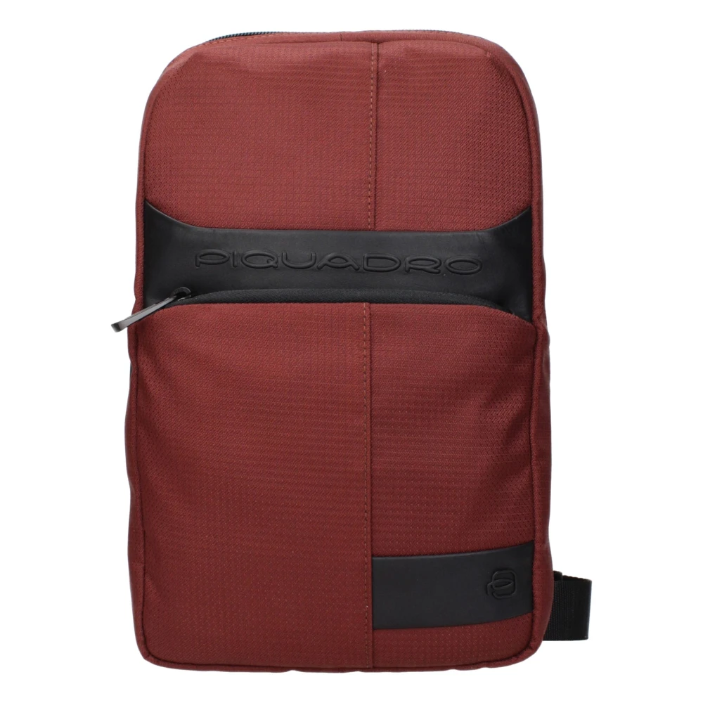 Piquadro Röd Tyg Crossbody Väska Med Logotyp