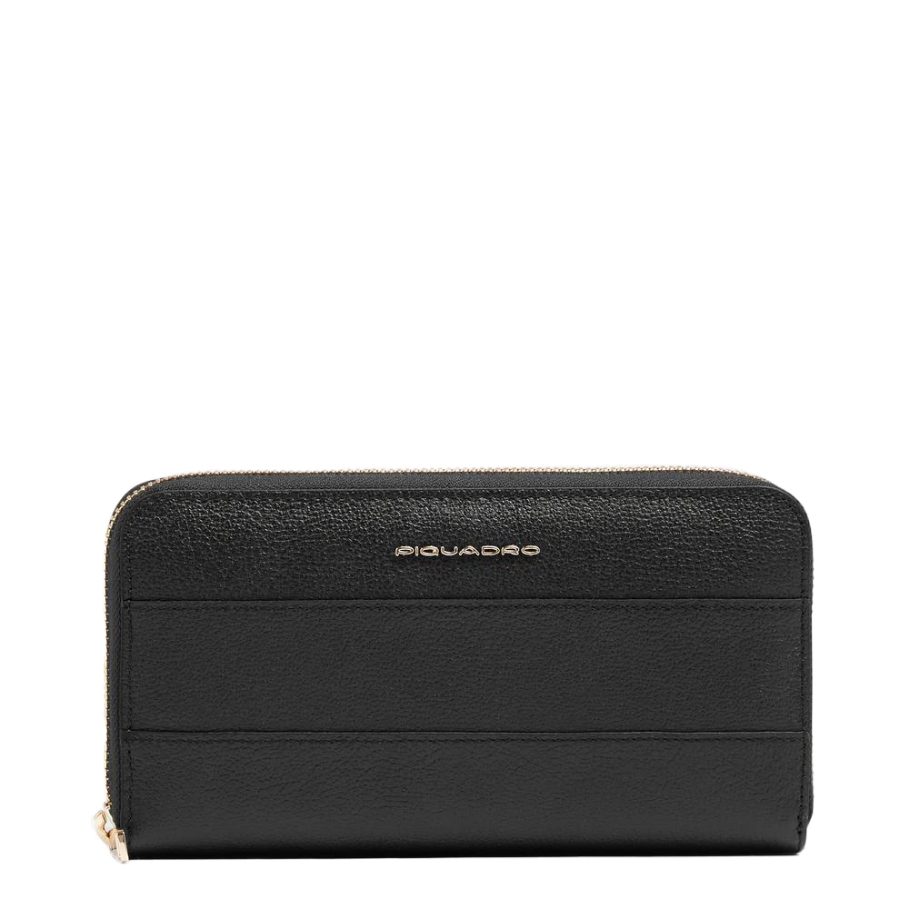 Piquadro Vrouw Zwart Pd1515w140rn Grote Zip Wallet