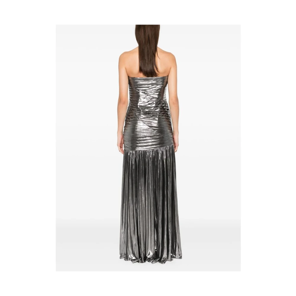 Retrofête Zilver-tone Strapless Geplooide Jurk Gray Dames