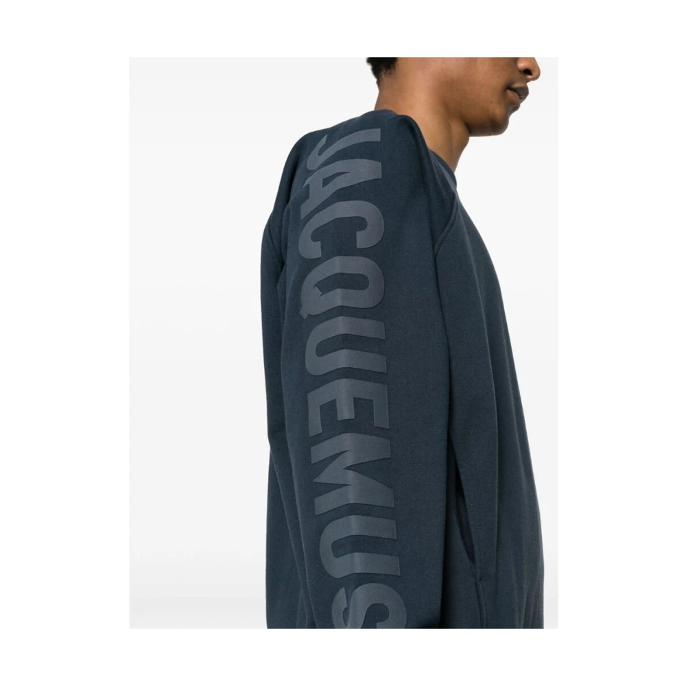 Jacquemus Navy Blue Logo Print Sweatshirt Blue Heren