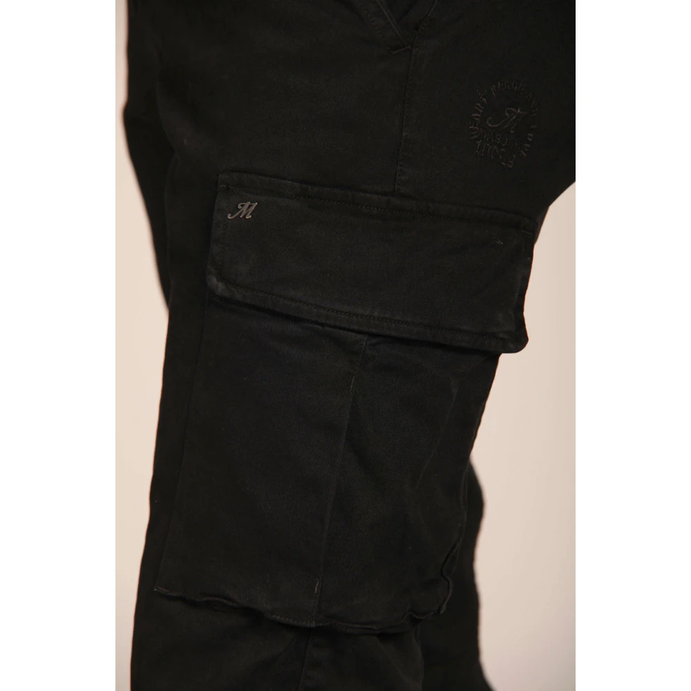 Mason's Extra Slim Fit Cargo Broek in Gabardine Black Heren