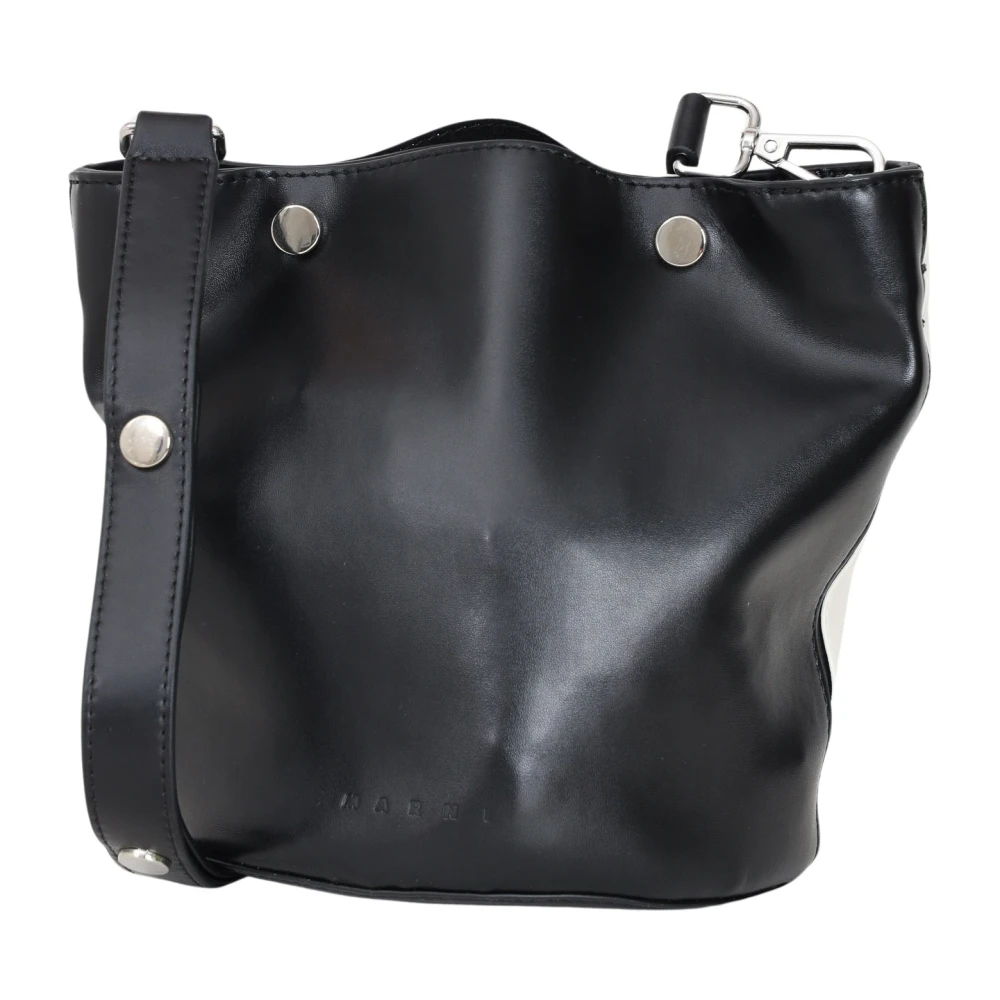 Marni Schoudertas met Gepregeerd Logo Black Dames