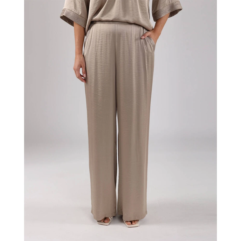Nukus Zijden Josephine Broek Beige Dames