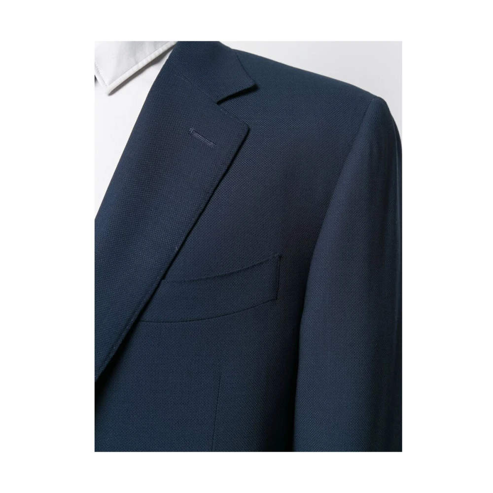 Canali Blauwe Wollen Gebreide Blazer Jas Blue Heren