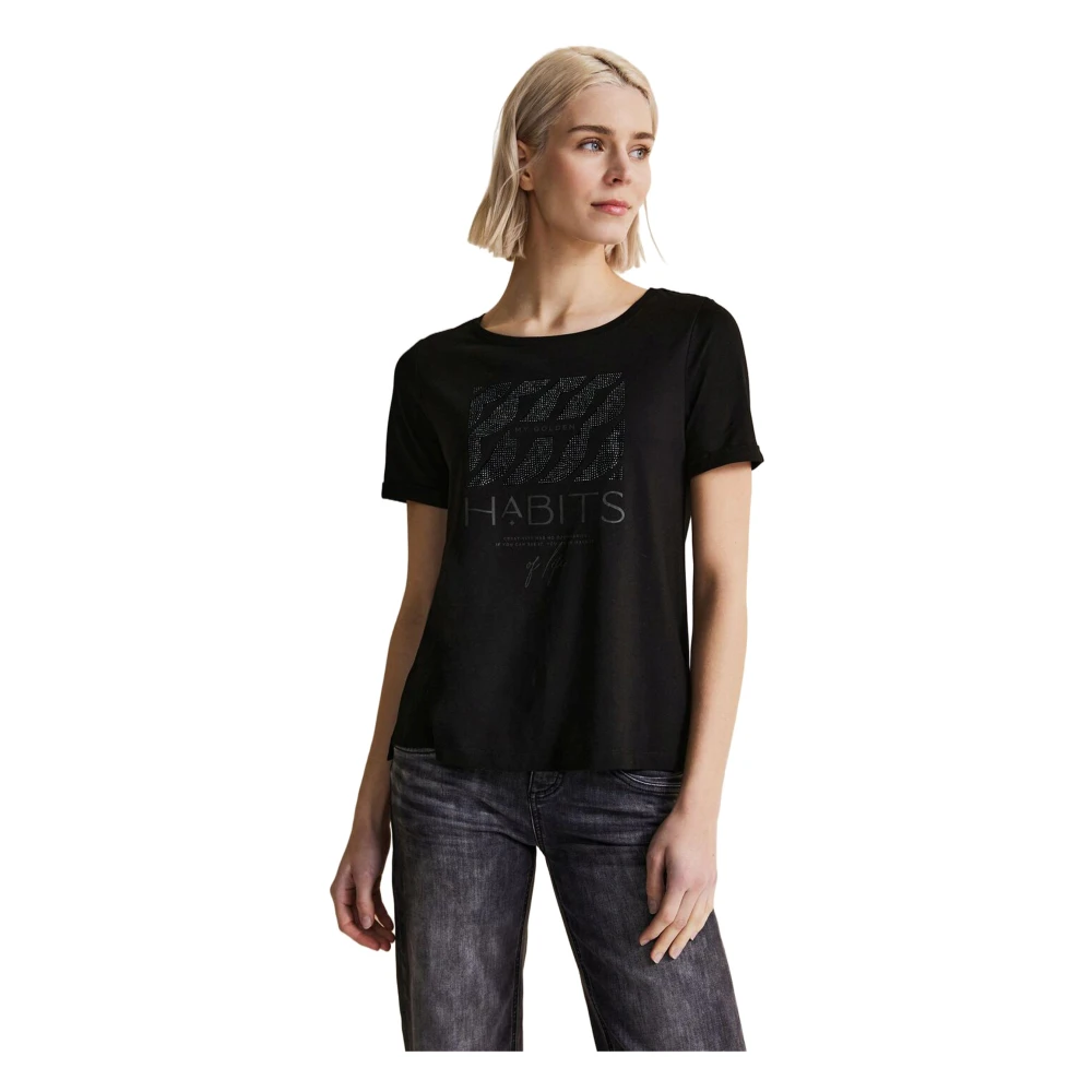 Street One Casual Modal Blend T-Shirt Black Dames