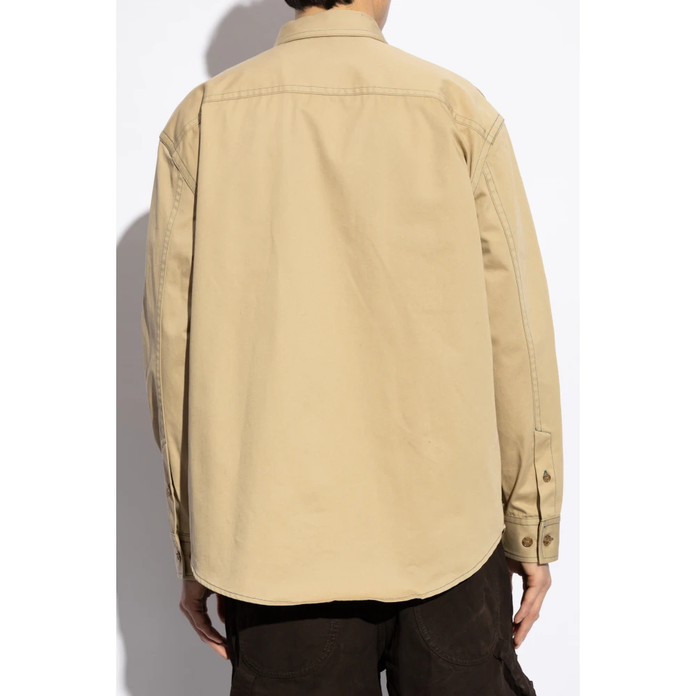 Off White Overhemd met geborduurd logo Beige Heren
