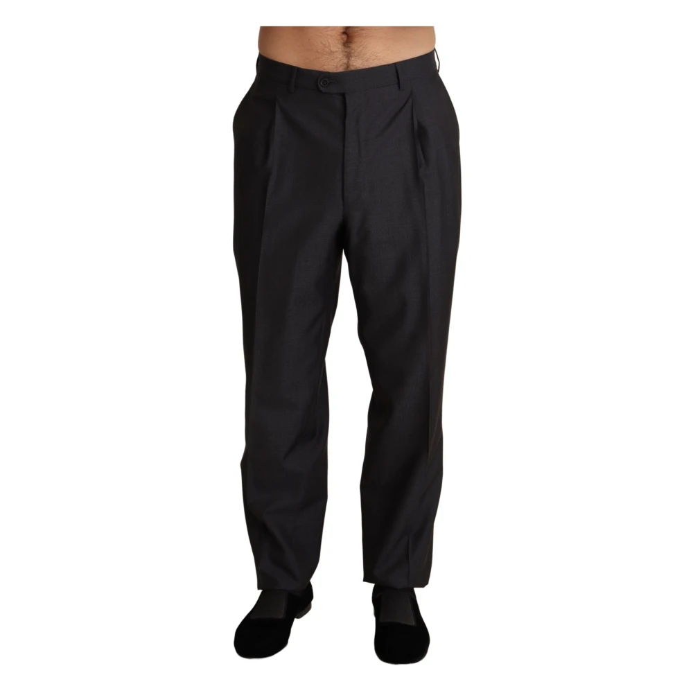 Dolce & Gabbana Men's Gray Suit Trousers, 2XL, Wool Blend Formal Trousers