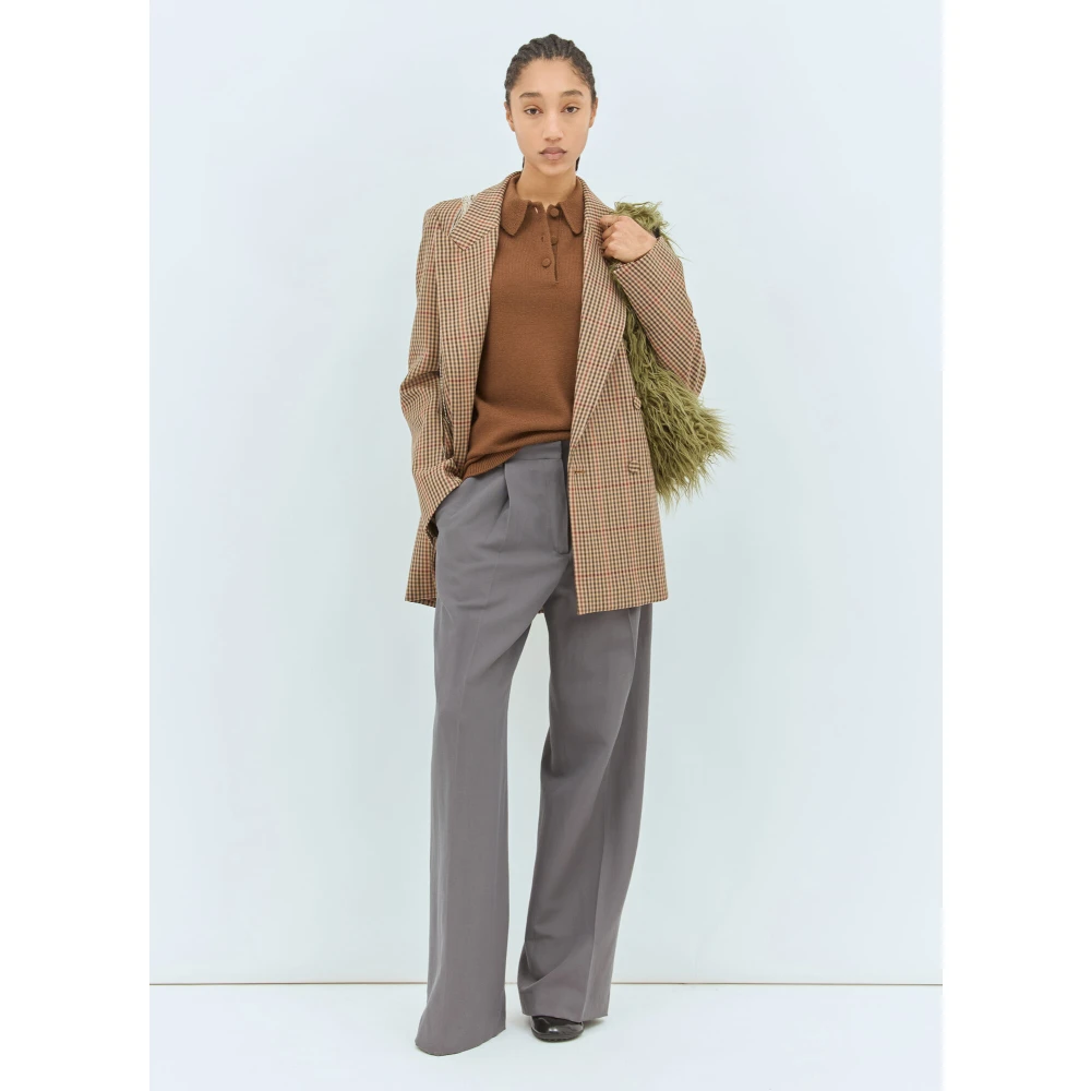 Dries Van Noten Wollen Polo Sweater Brown Dames
