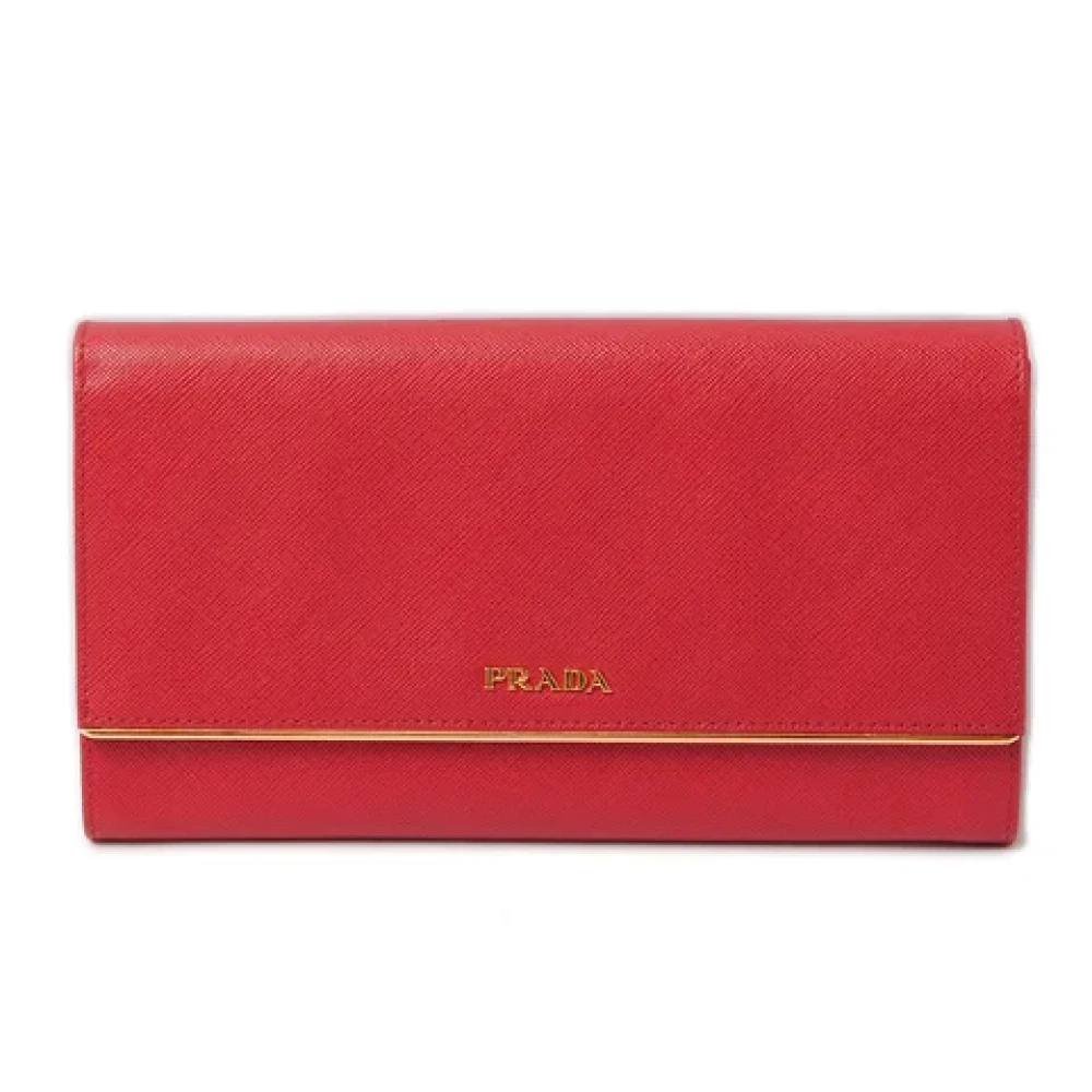 Prada Vintage Pre-owned Leather wallets Red Dames