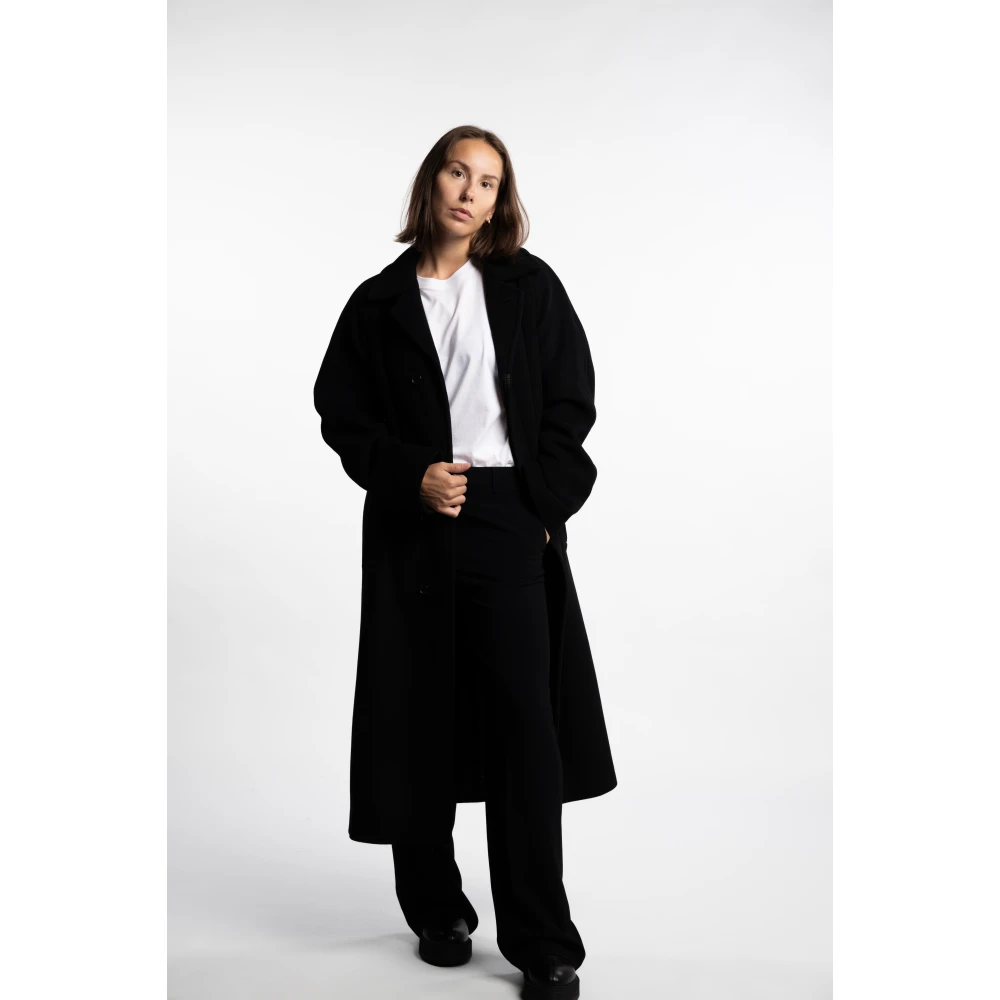 Filippa K Zwarte Wol Carcoat Stijlvolle Buitenkleding Black Dames