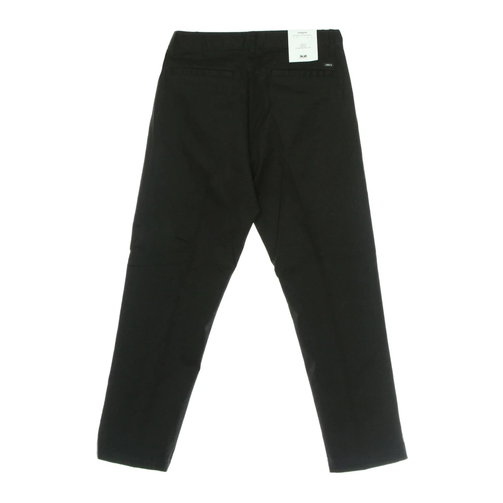 Obey Gestructureerde Zwarte Overstromingsbroek Black Heren