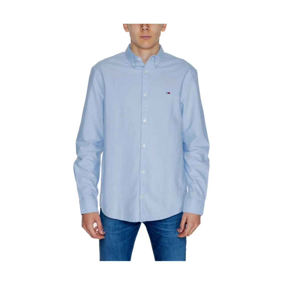 Tommy Jeans Blauw Katoenen Overhemd Herfst Winter Blue Heren