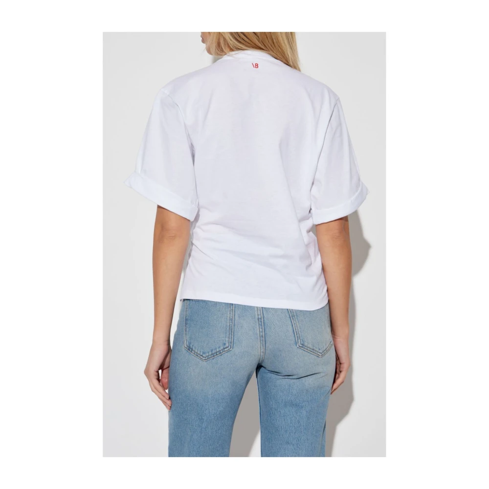 Victoria Beckham Witte T-shirt met Ruches White Dames