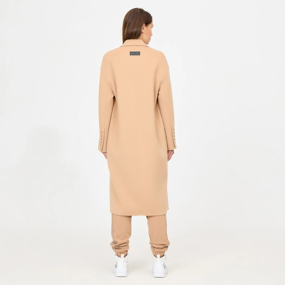 Ermanno Scervino Double-breasted midi jas kamelkleur Brown Dames