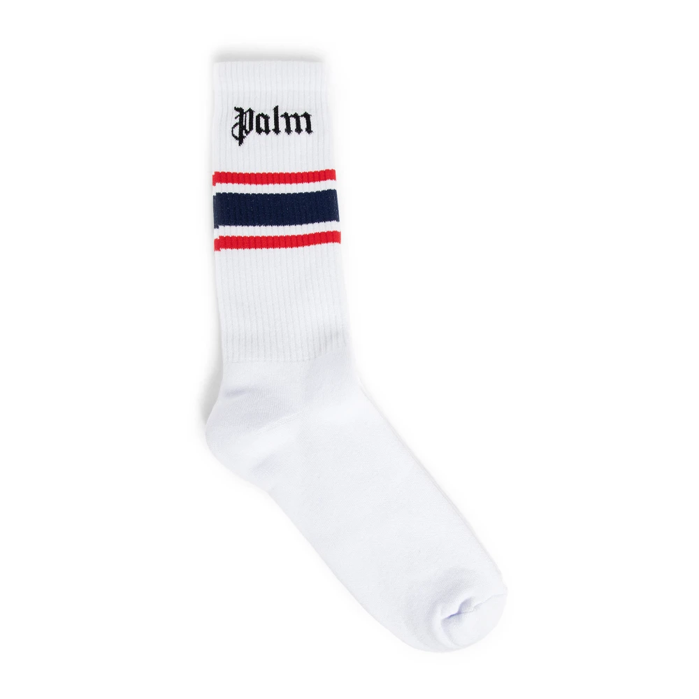 Palm Angels Gestreepte Logo Sokken Multicolor Wit Marineblauw Multicolor Heren