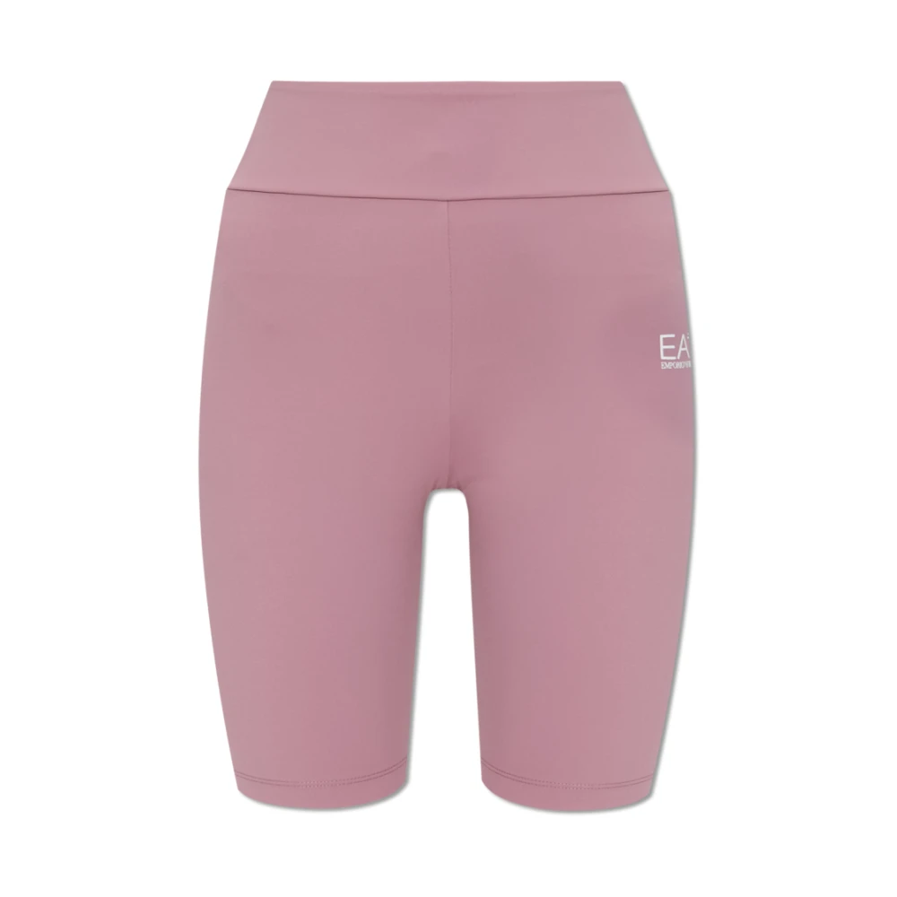 Emporio Armani Ea7 Vrouw Roze Trainingshort Met Bedrukt Logo