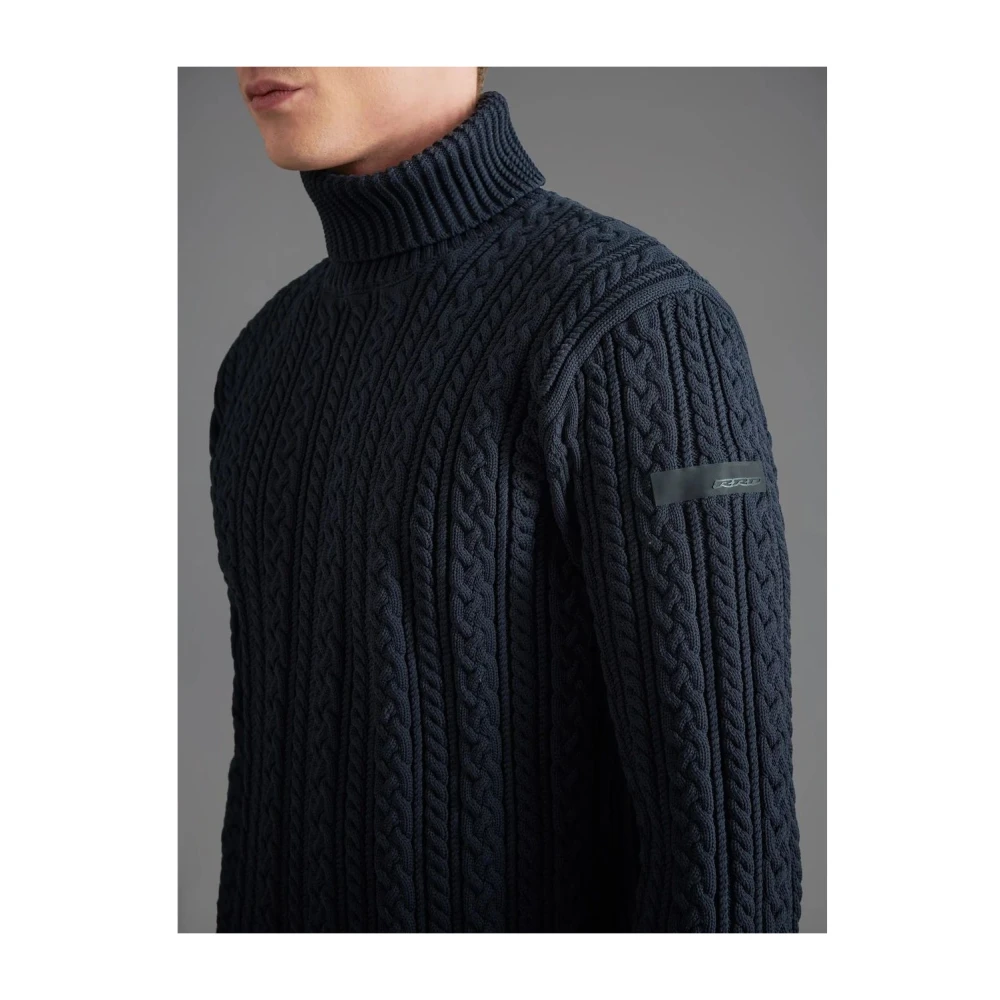 RRD Zwarte Kabel Gebreide Coltrui met Hoge Hals Black Heren