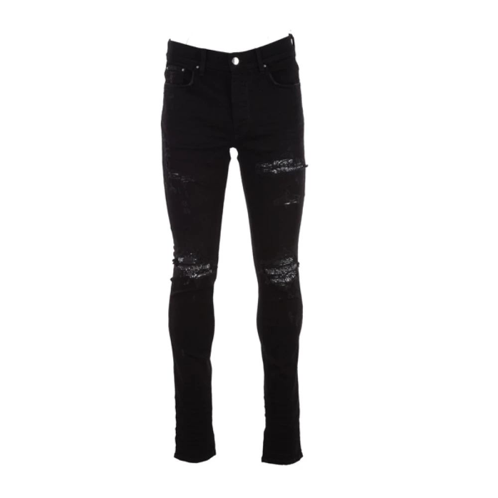 Amiri Zwarte Skinny-Fit Jeans met Bandana Print Black Heren