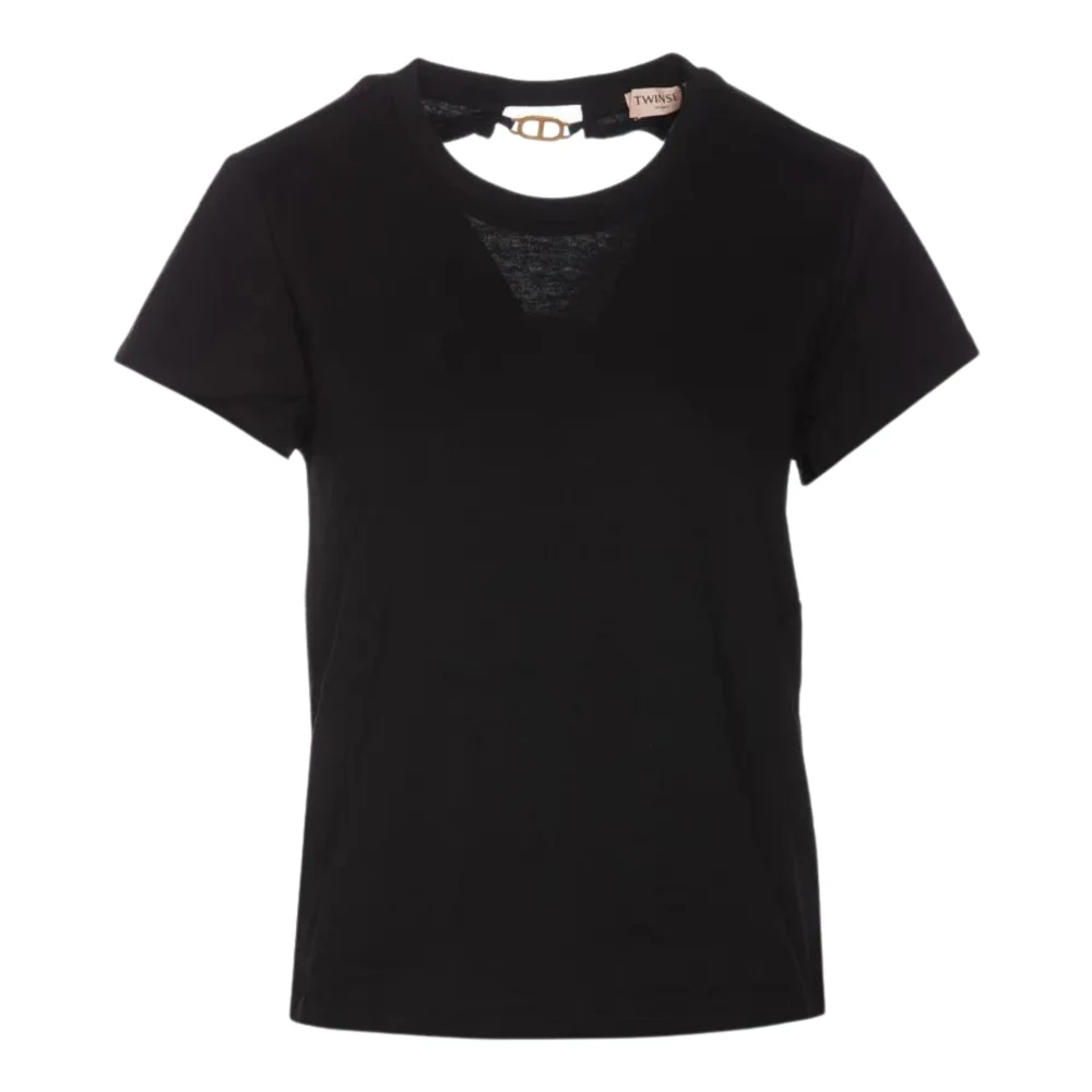 Twinset T-shirt met Logo en Cut-Out Black Dames
