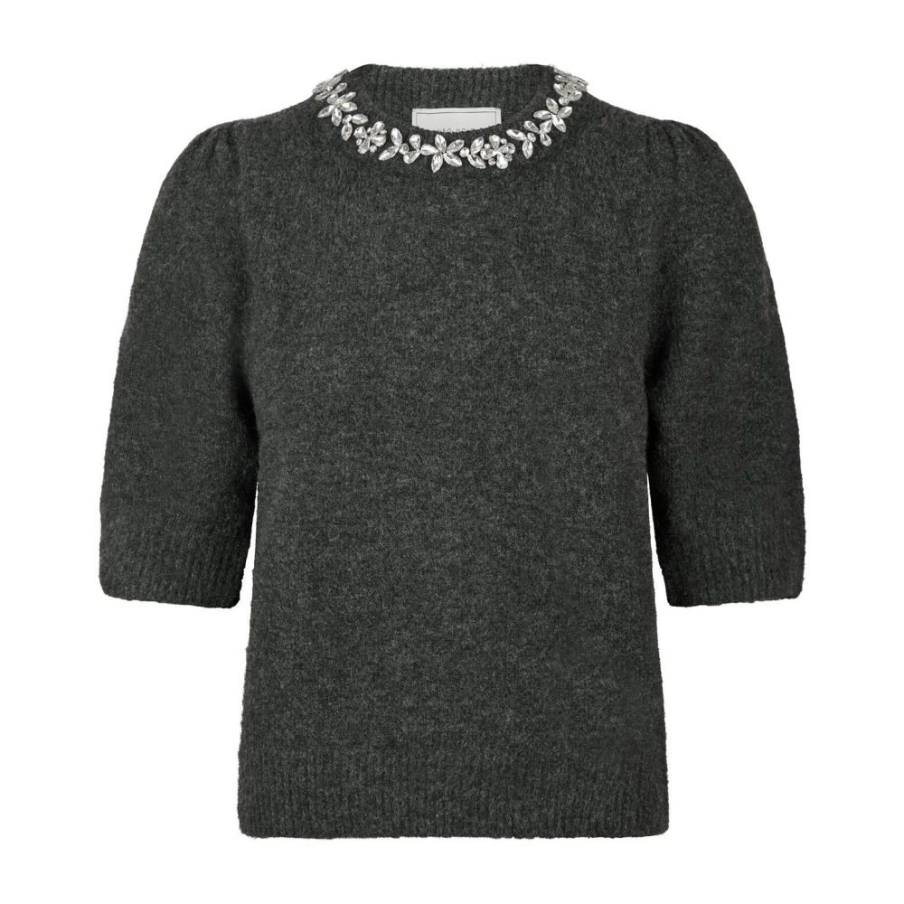 NEO NOIR Stone Gebreide Trui met Pofmouwen Black Dames