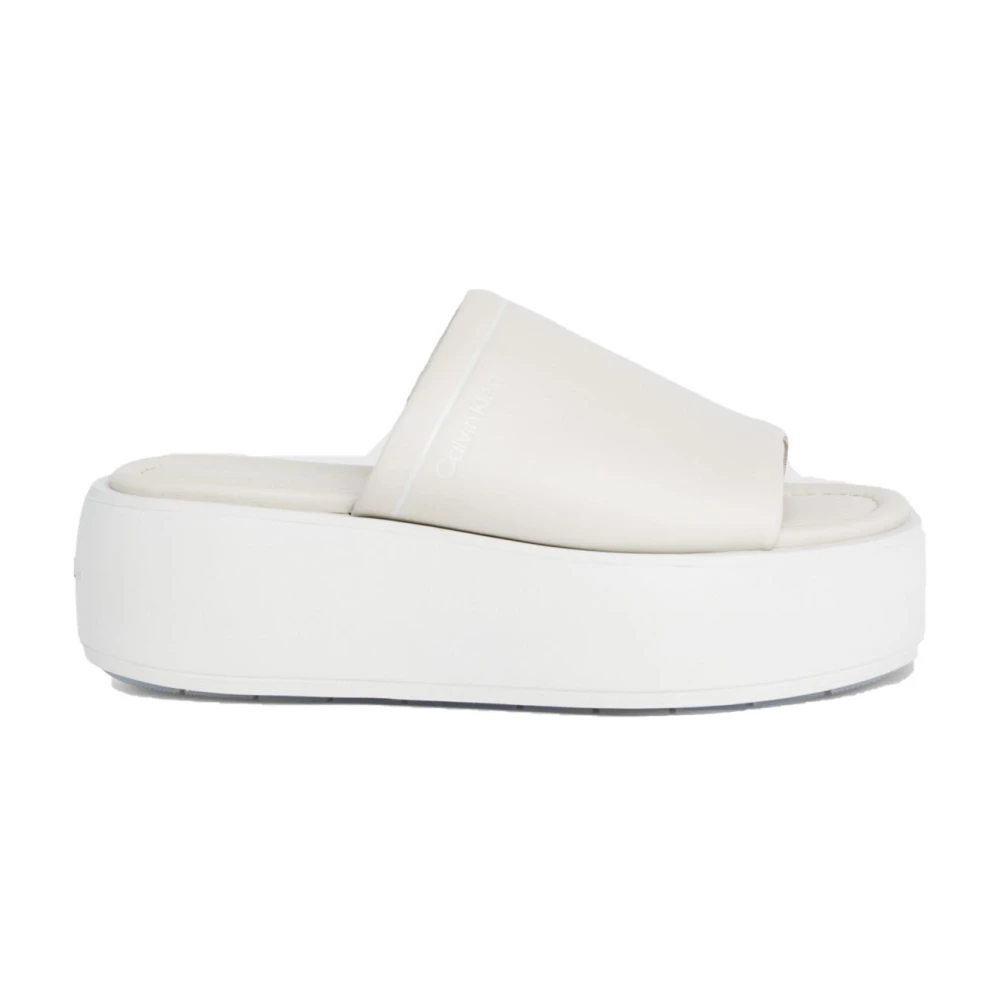 Calvin Klein Women's Beige Flatform Slide Slippers