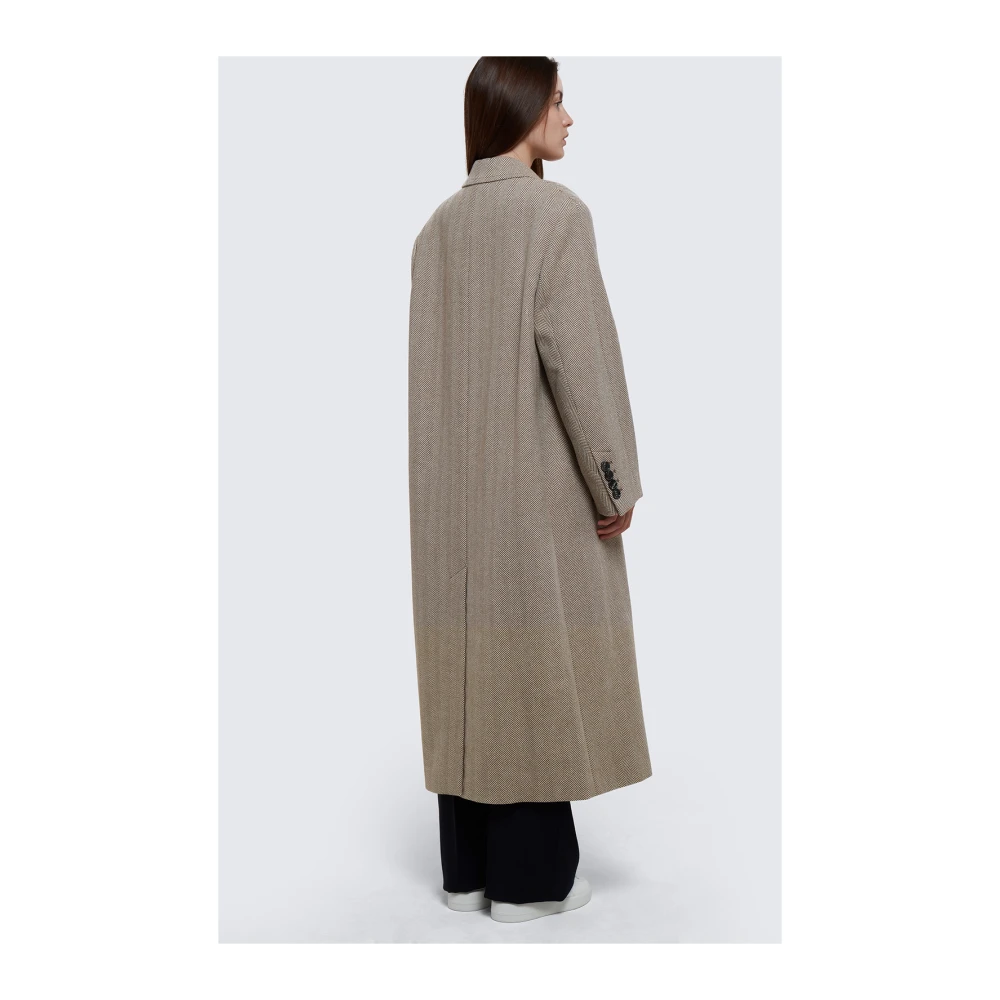 Ami Paris Dubbel-Breasted Herringbone Jas Gray Dames