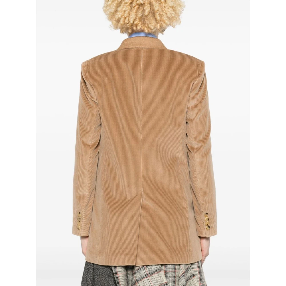 Max Mara Kameel Haar Dubbel-Borst Jas Brown Dames