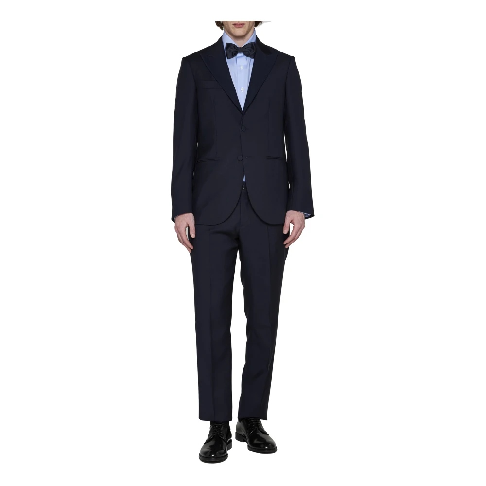 D4.0 Navy Blauw Wollen Pak met Peak Revers Blue Heren