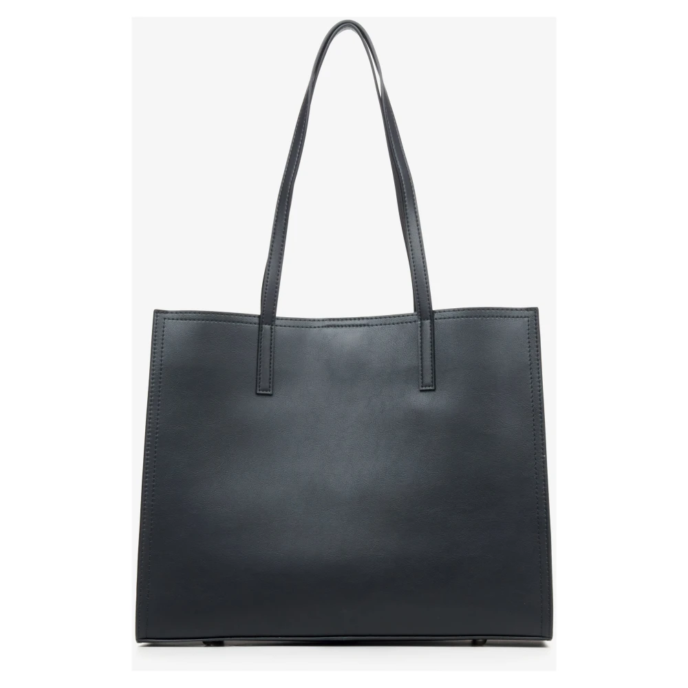 Estro Dames Zwarte Leren Shopper Tas met Matte Afwerking Er00115673 Black Dames