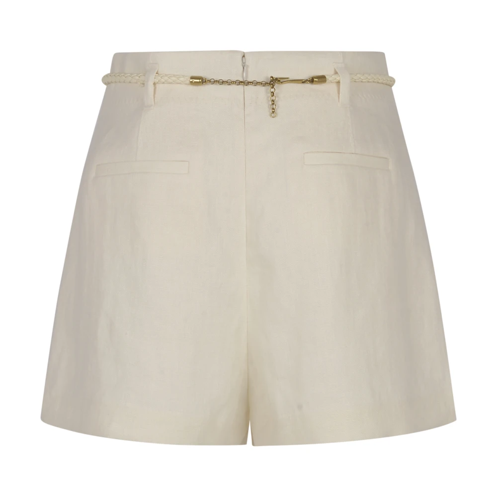 Zimmermann Witte Linnen Tuck Korte Broek Beige Dames