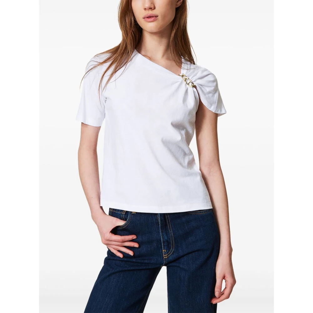 Twinset Witte T-shirts en Polos Kettingbrei White Dames