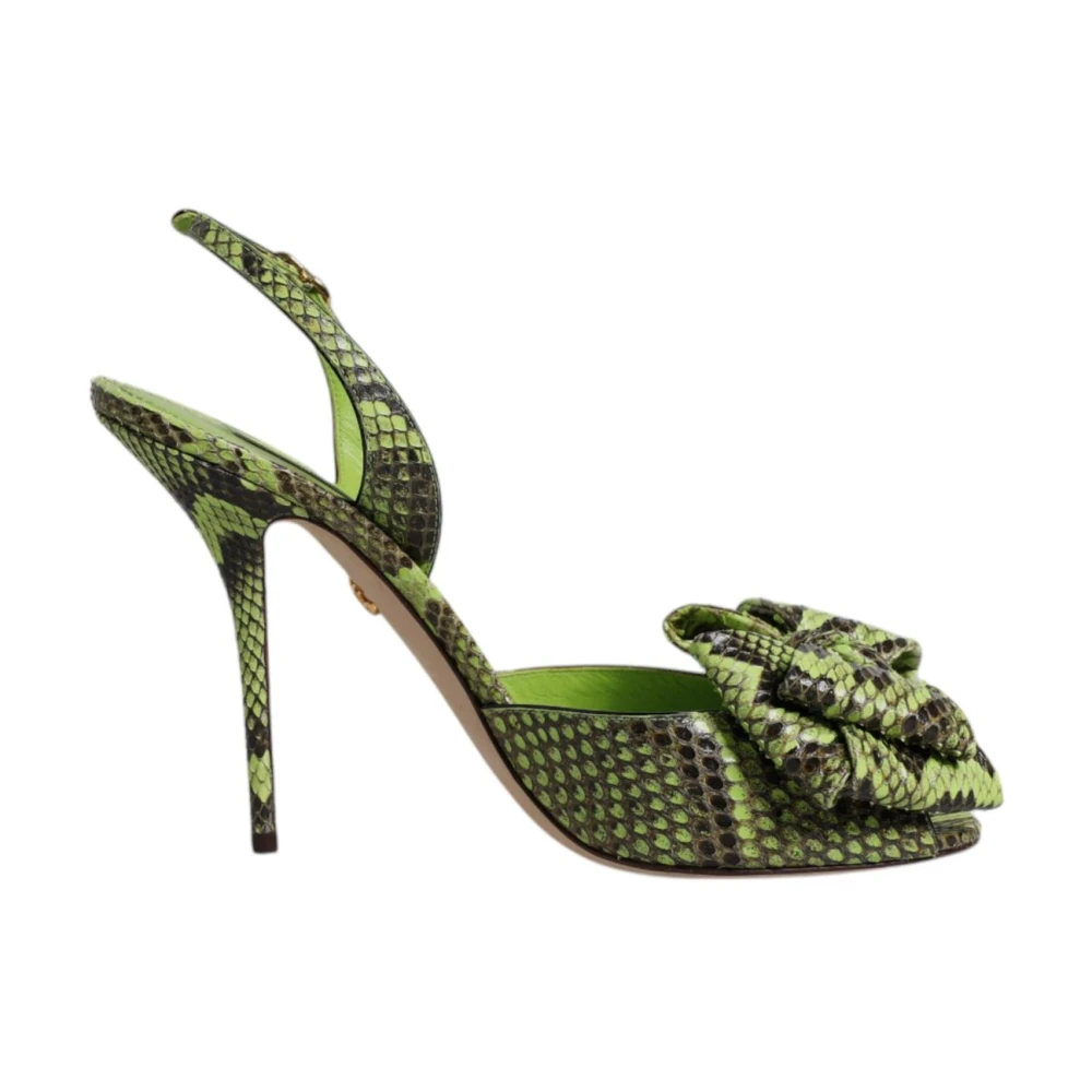 Dolce & Gabbana Women's Green Python Animal Print High Heel Sandals - High Heel Sandals - 5 1/2 Uk - Shoes