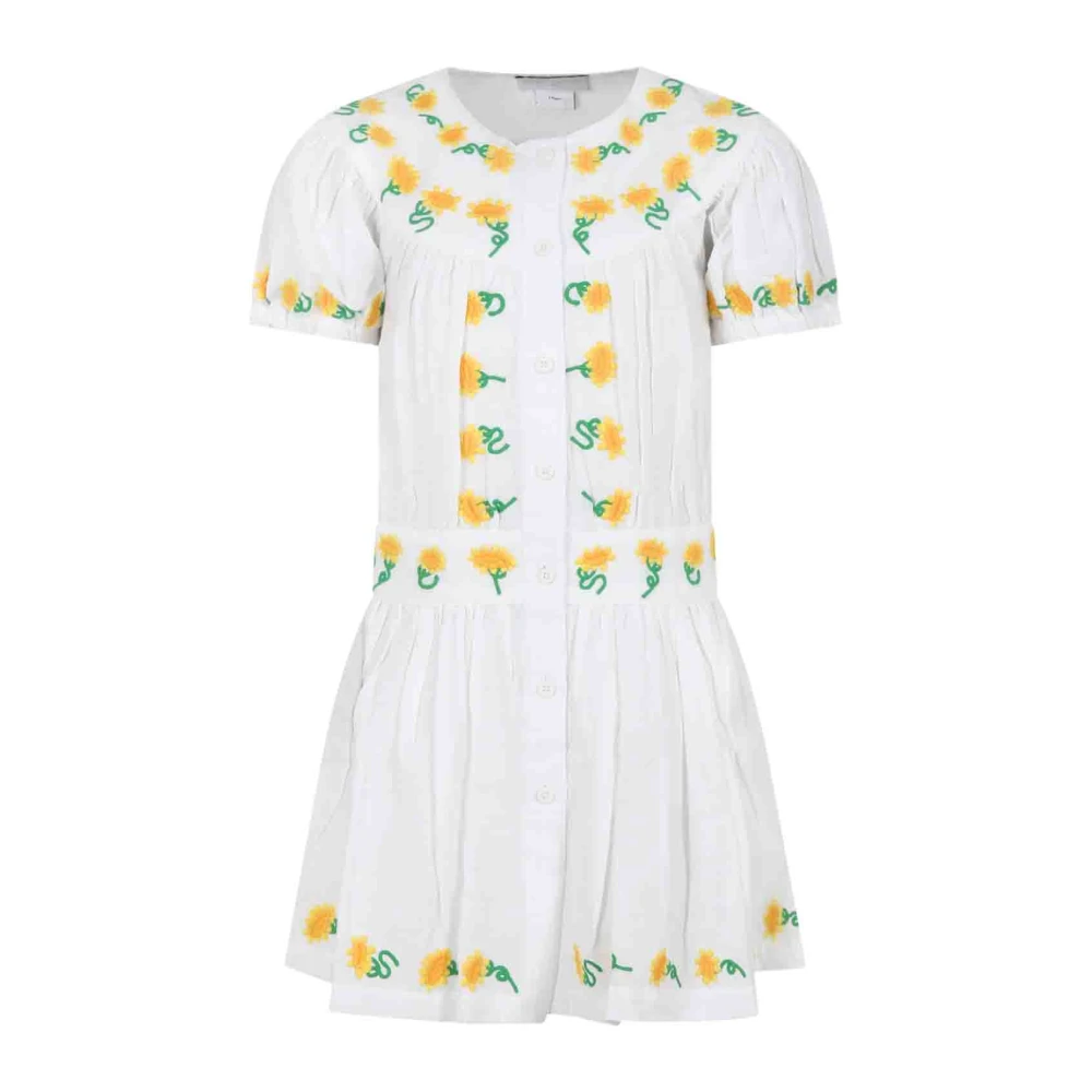 Stella Mccartney Girls White Sunflower Embroidered Short Dress Size 14 Y