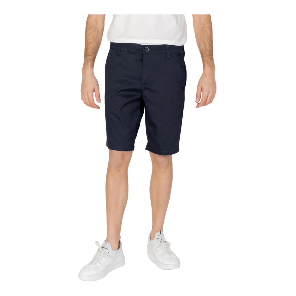 Armani Exchange Blauwe Katoenmix Zip Shorts Blue Heren