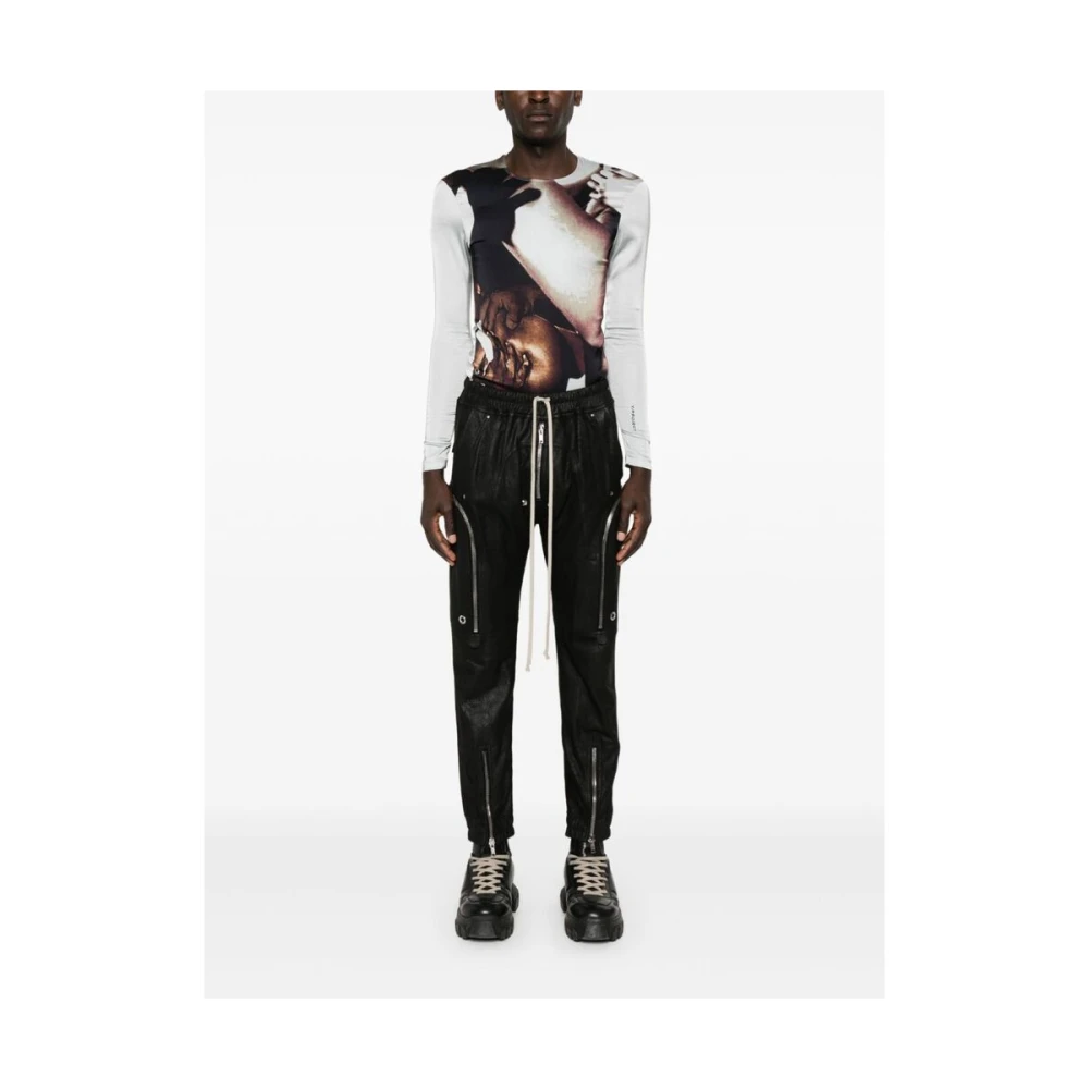 Rick Owens Zwarte Lamsvacht Cargo Broek Elastische Tailleband Black Heren