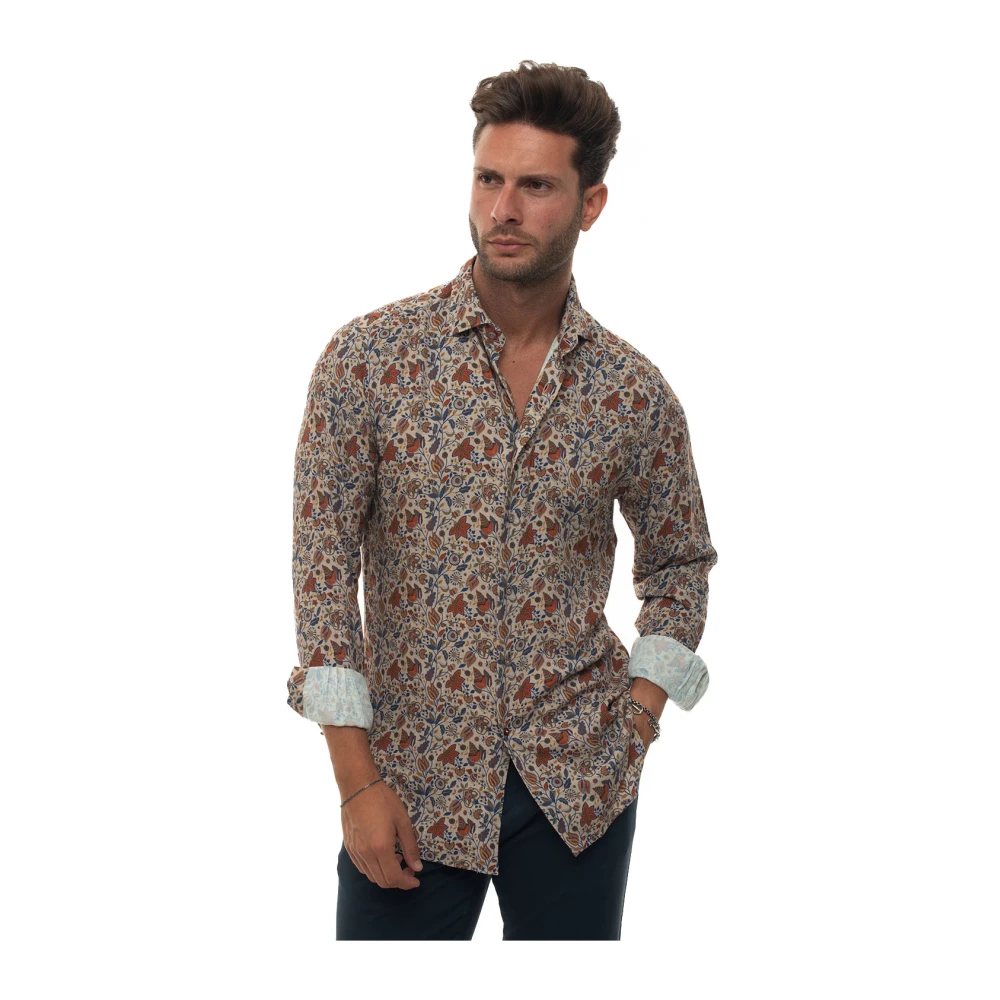 Càrrel Bladprint Jurk Hals Shirt Multicolor Heren