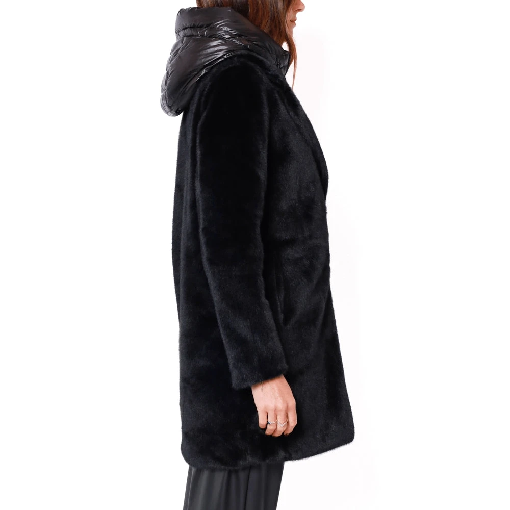 BomBoogie Zwarte gevoerde nepbontjas Black Dames