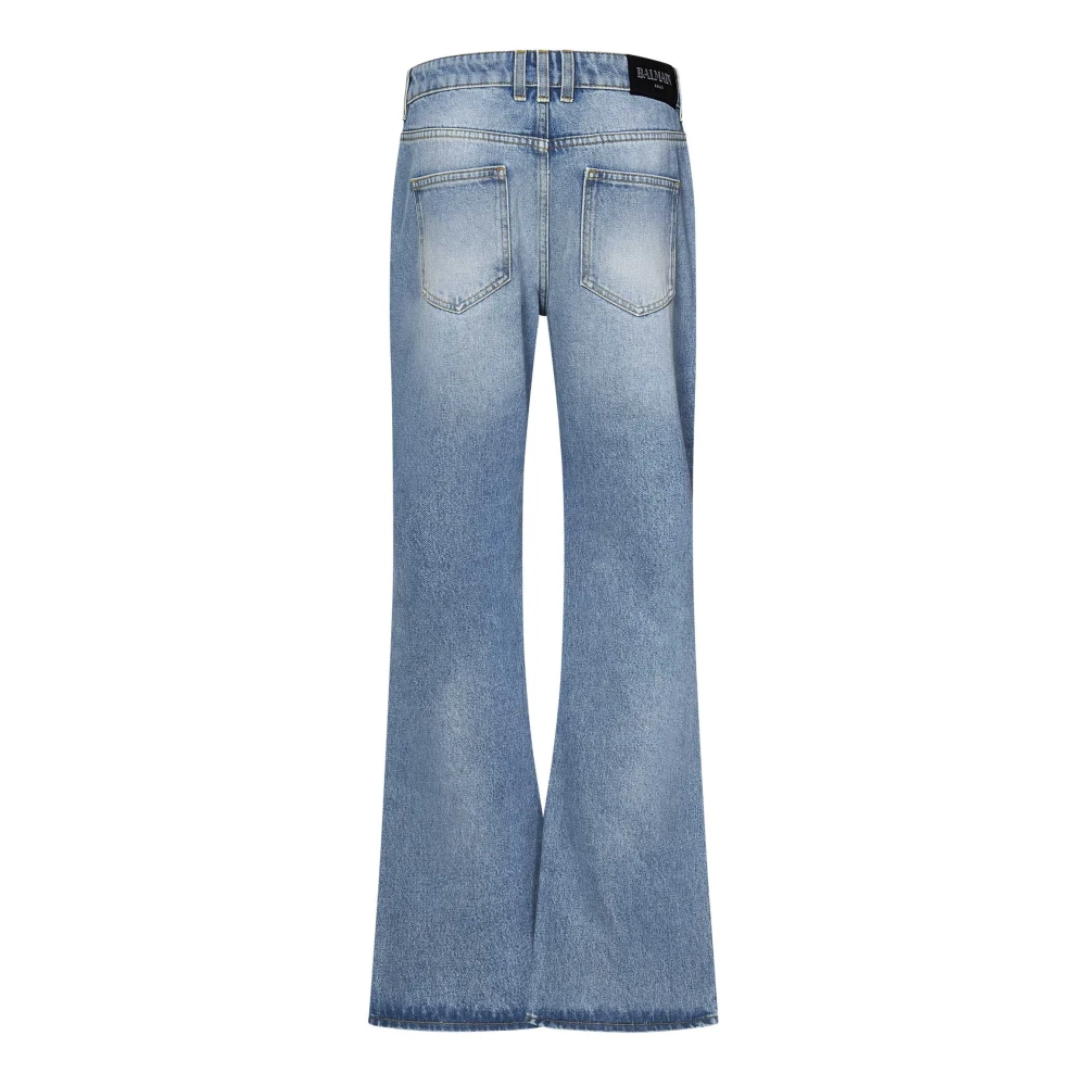 Balmain Blauwe Flared Jeans met Leeuwenknopen Blue Dames