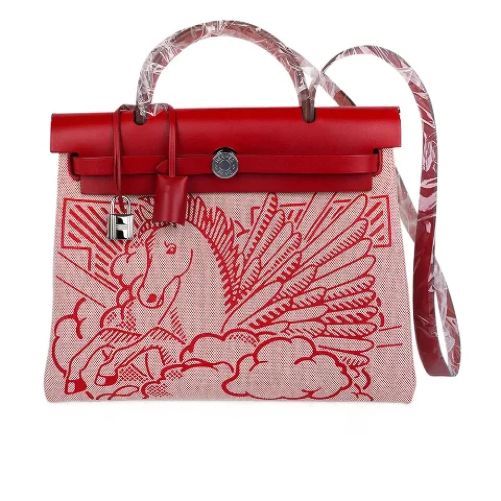 Hermès Vintage Pre-owned Canvas handbags Red Dames