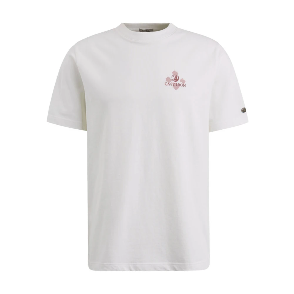 CAST IRON Heren Polo's & T-shirts Short Sleeve R-neck Regular Fit Cotton Gebroken Wit