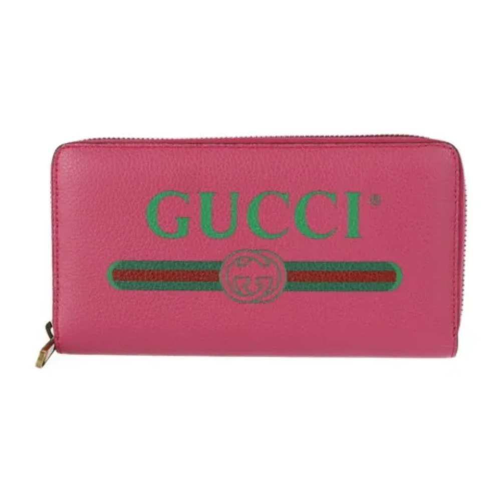 Gucci Vintage Tweedehands Roze Leren Portemonnee Pink Dames