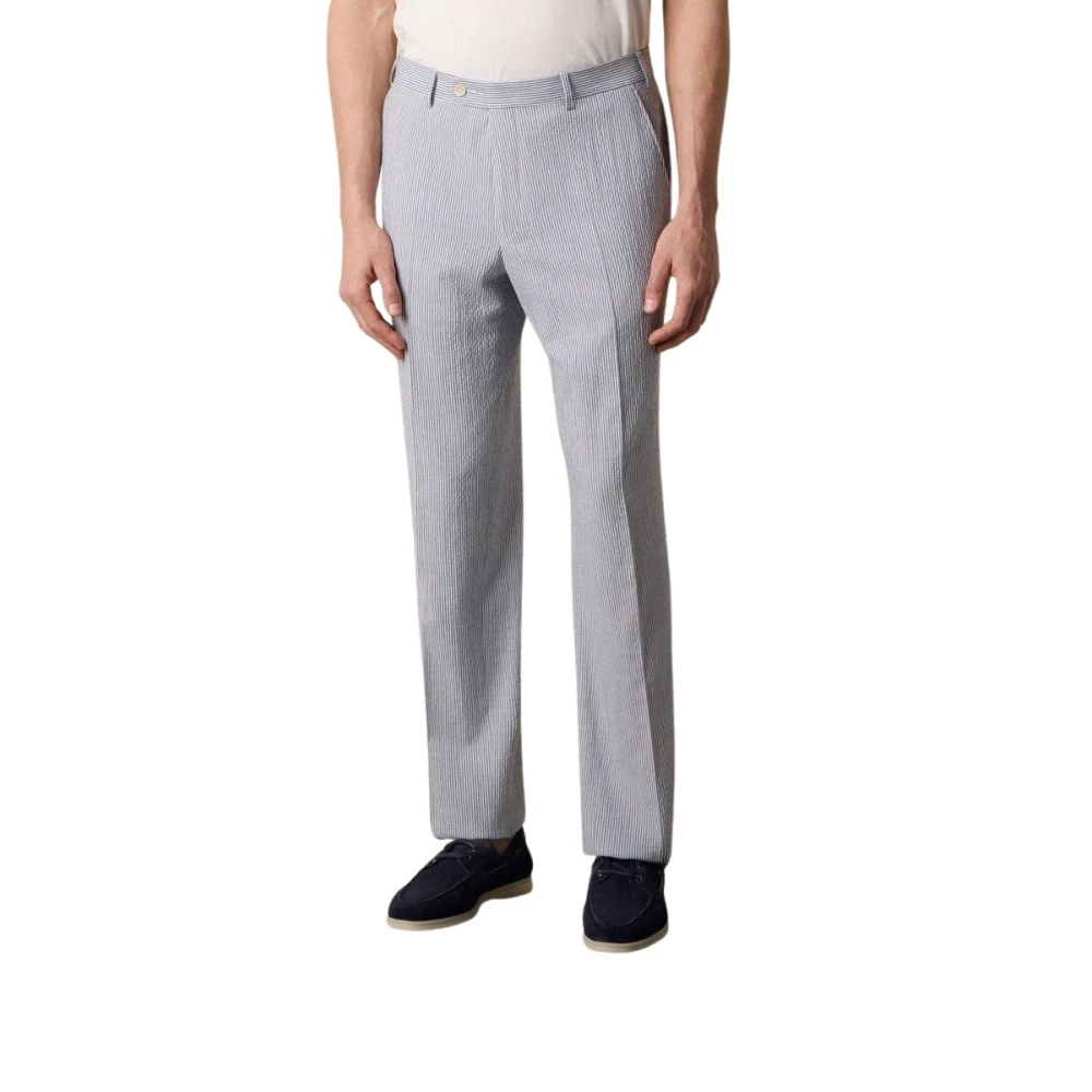 Brooks Brothers Blue Seersucker Trousers - Male - Chinos - W32 - Trousers