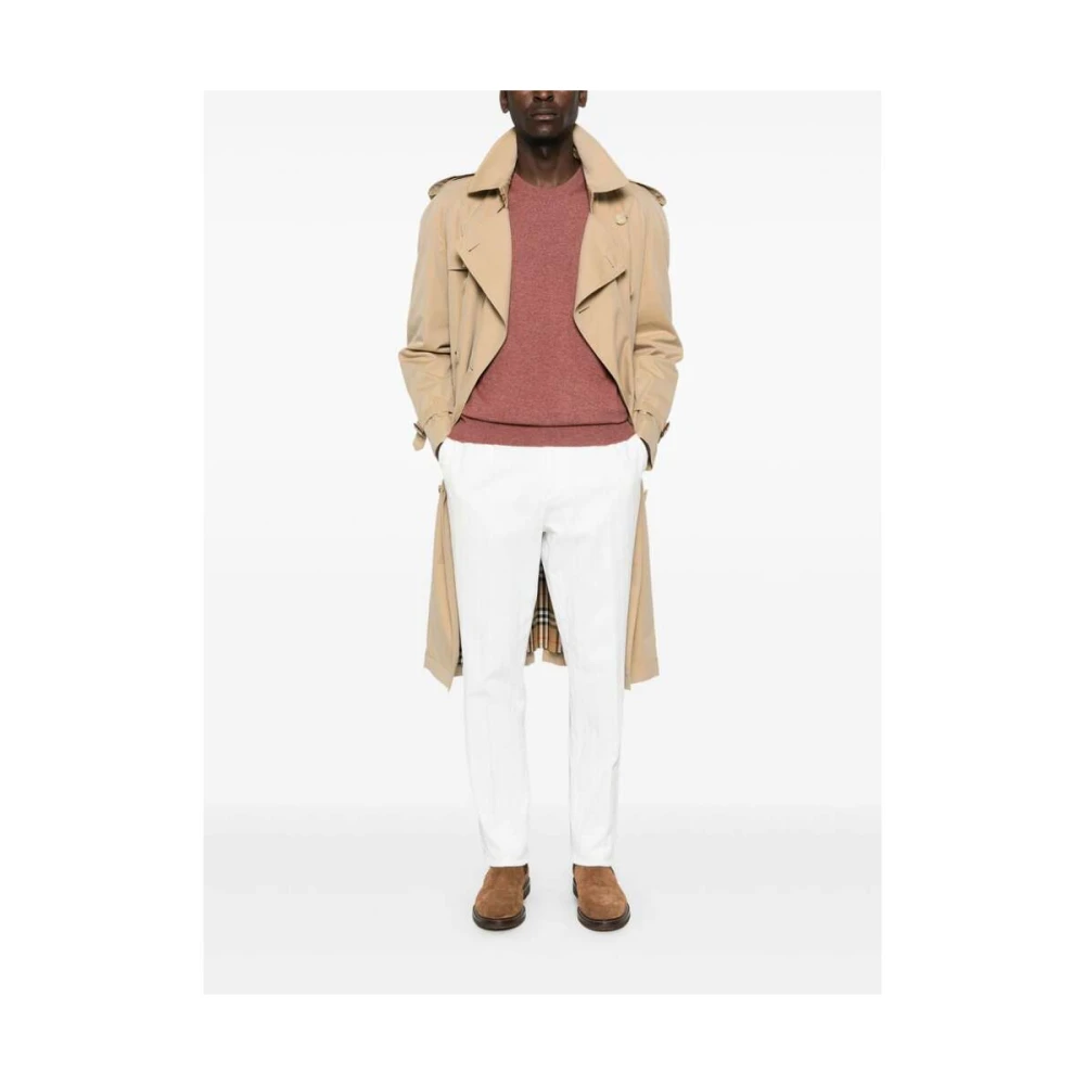 BRUNELLO CUCINELLI Rode Cashmere Gebreide Crew Neck Sweater Red Heren