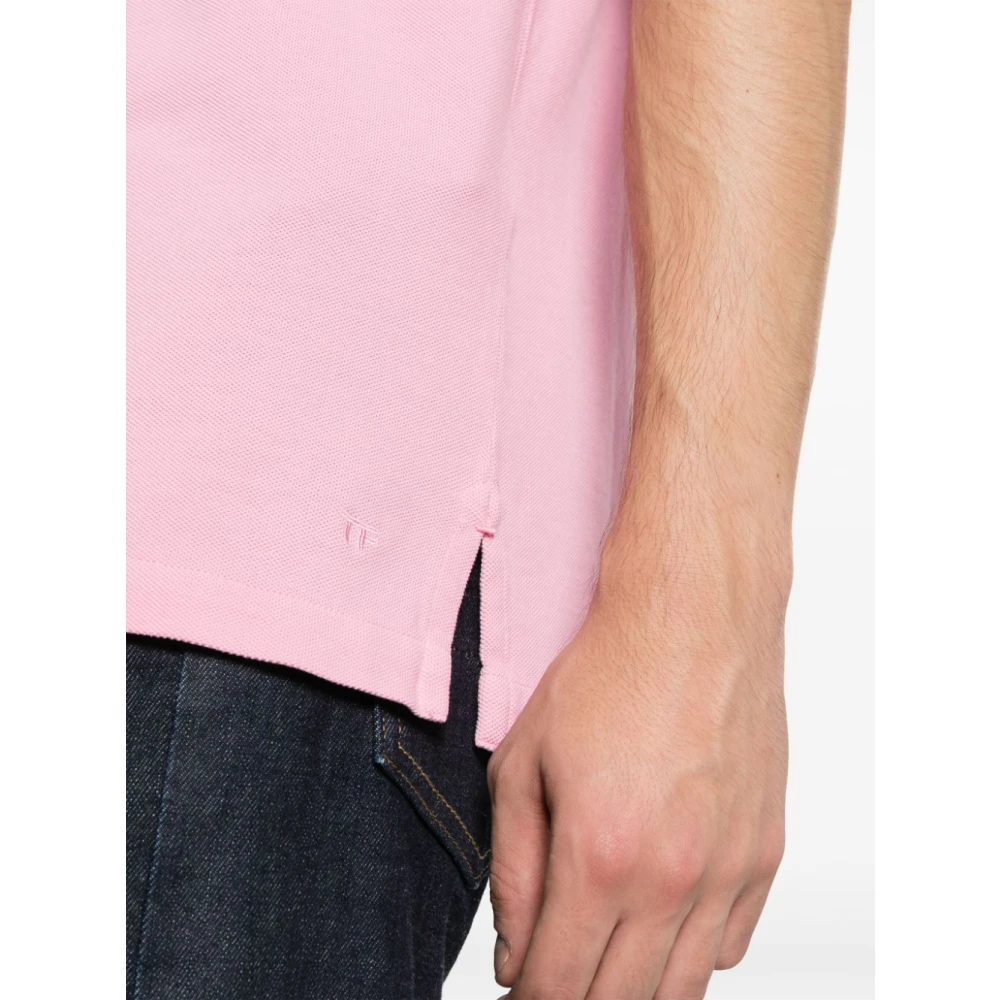 Tom Ford Roze Polo Shirt Katoen Korte Mouw Pink Heren