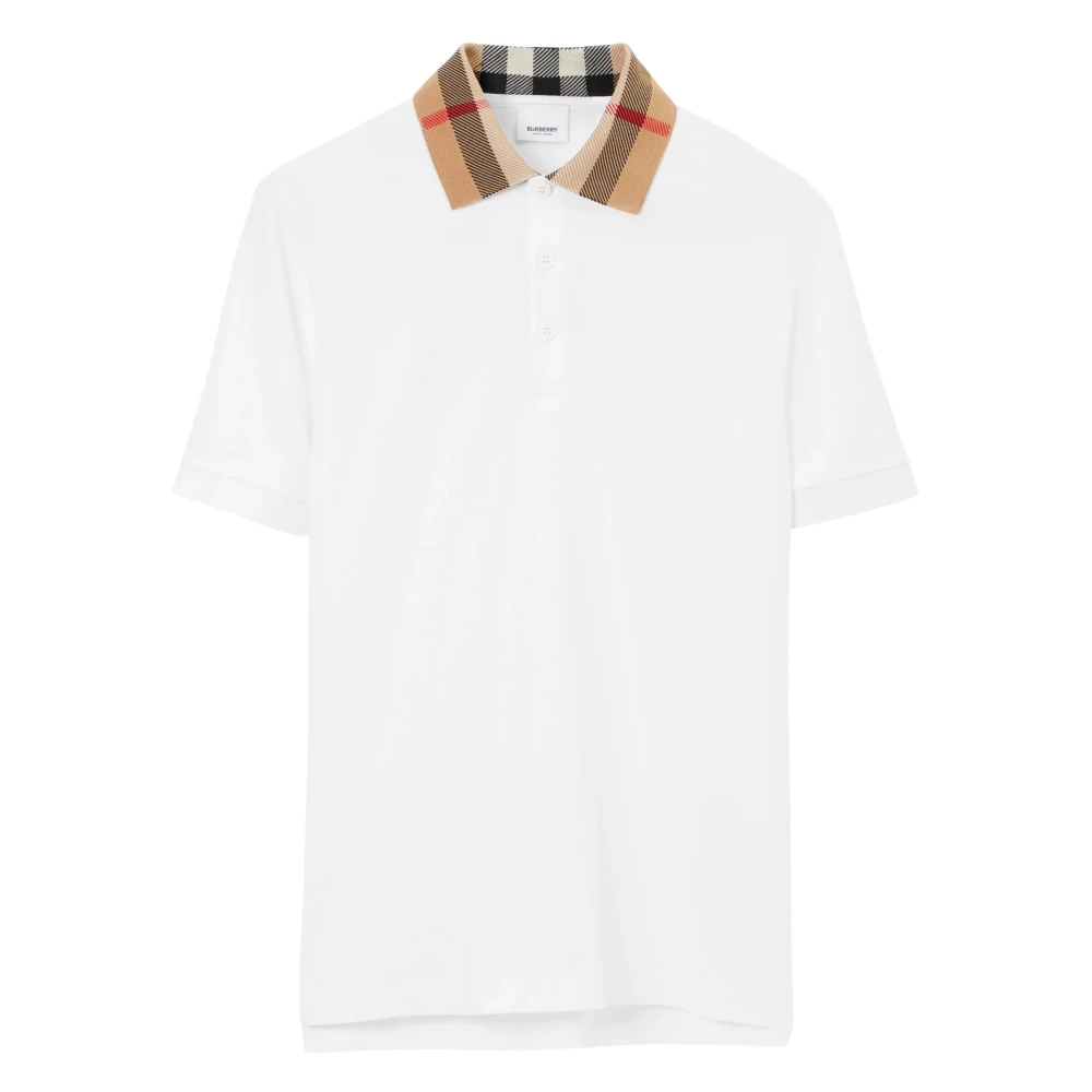 Burberry Vintage Check Kraag Polo Shirt Wit White Heren