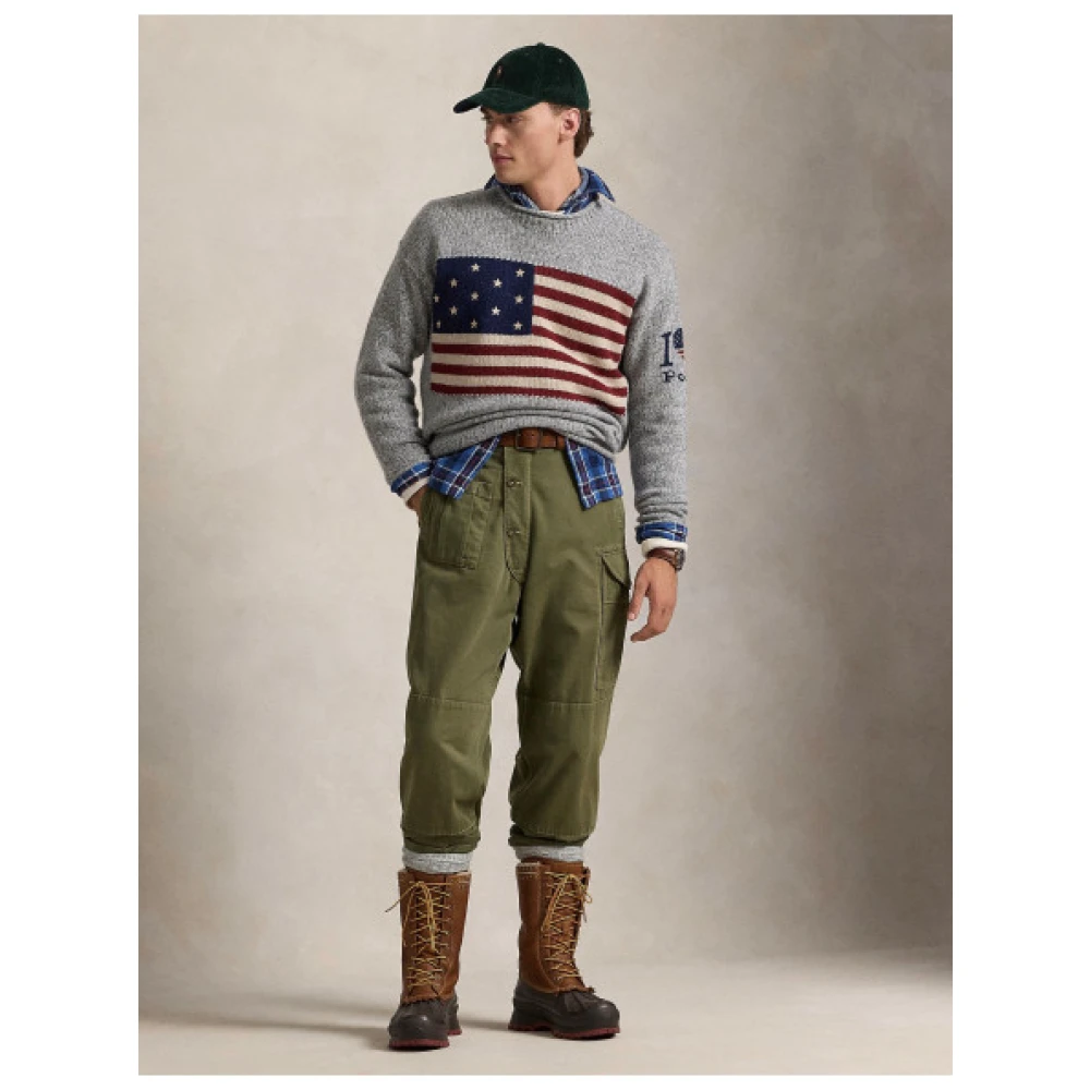 Polo Ralph Lauren Amerikaanse Vlag Wollen Trui Gray Heren