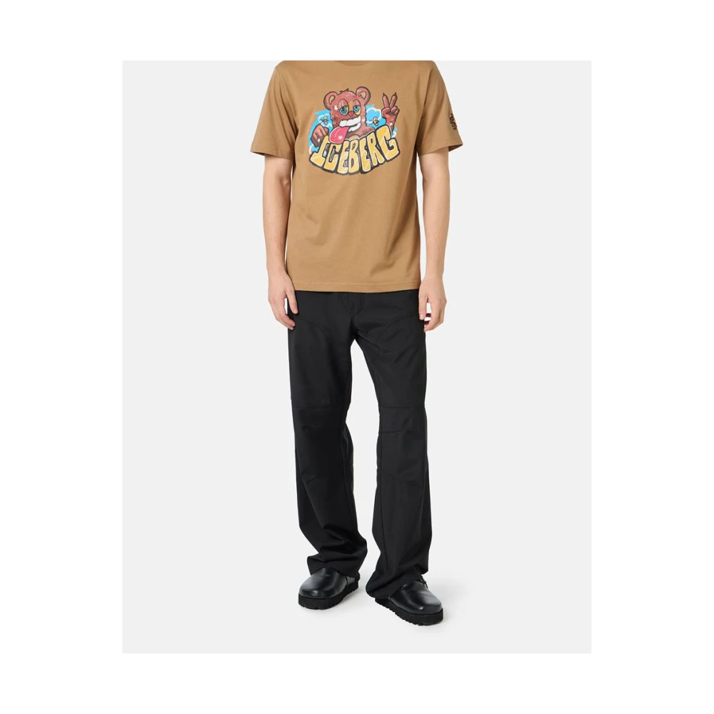 Iceberg T-shirt met beerprint en VXmee-logo Brown Heren