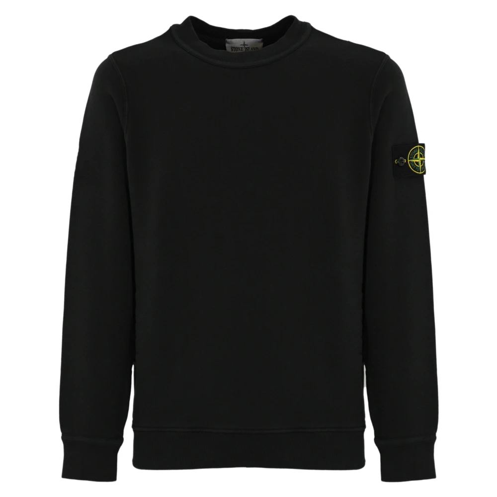 Stone Island Zwarte Katoenen Trui Lange Mouw Black Heren