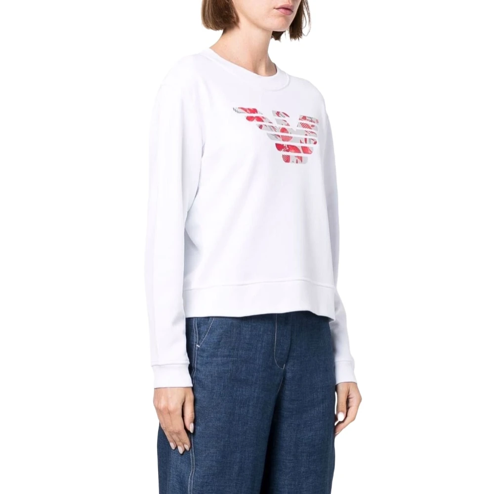 Emporio Armani Sweatshirt met ronde hals White Dames