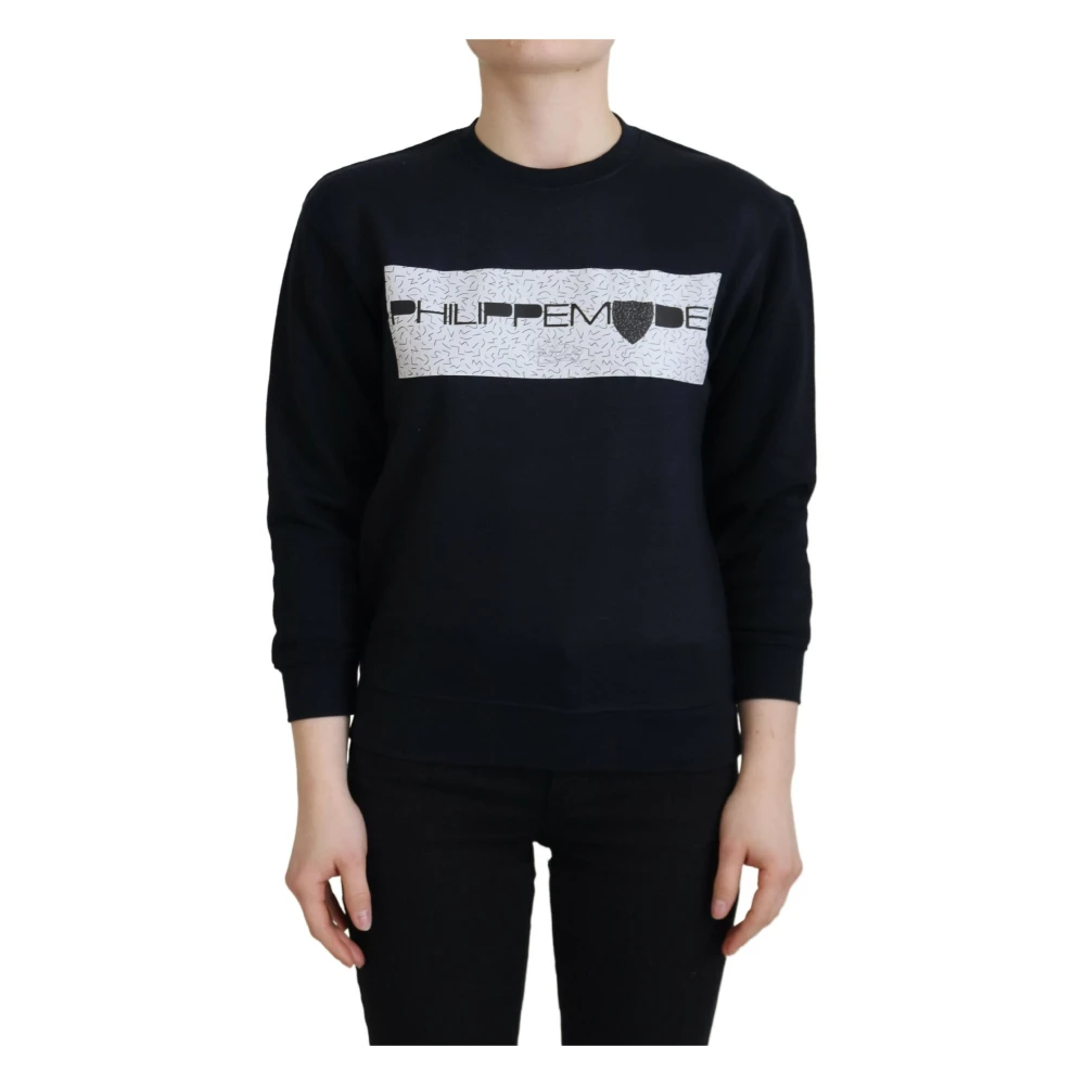 Philippe Model , Sweatshirts, Female, Black, Xs, Black Cotton Printed Jumper